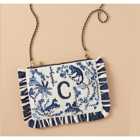 Anthropologie Handbags - Anthropologie Beaded Monogram Clutch "C"